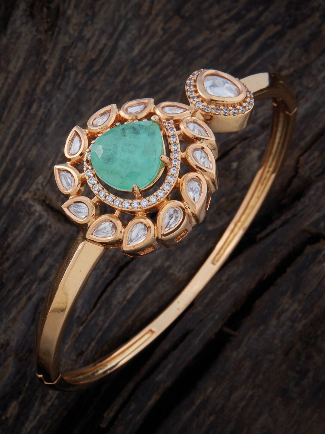 Kushal's Fashion Jewellery Gold-Plated Kundan Antique Bangle-Style Bracelet, Sea green
Kushal's Fashion Jewellery Gold-Plated Kundan Antique Bangle-Style Bracelet, Sea green