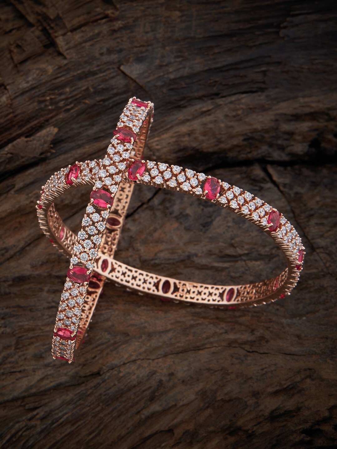 Kushal's Fashion Jewellery Set Of 2 Rose Gold-Plated & Stone-Studded Bangles, White
Kushal's Fashion Jewellery Set Of 2 Rose Gold-Plated & Stone-Studded Bangles, White