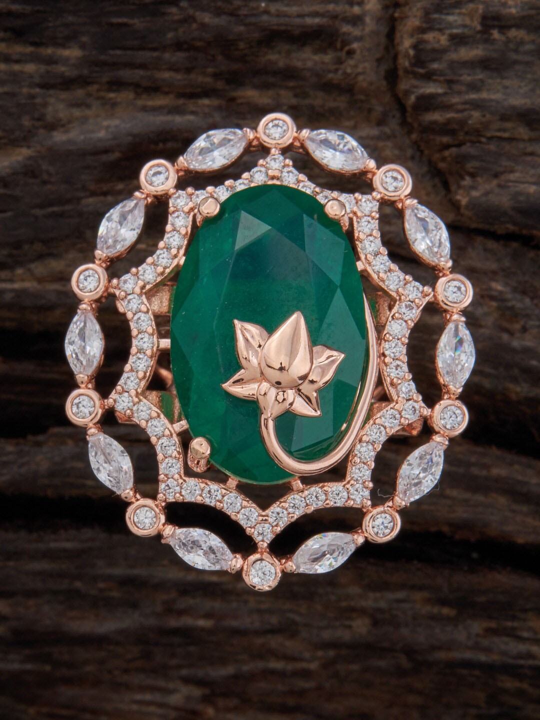 Kushal's Fashion Jewellery Rose Gold-Plated CZ-Studded Adjustable Finger Ring, Green
Kushal's Fashion Jewellery Rose Gold-Plated CZ-Studded Adjustable Finger Ring, Green
