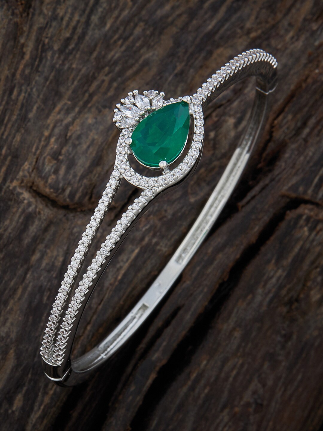 Kushal's Fashion Jewellery Women Rhodium-Plated Cubic Zirconia Bangle-Style Bracelet, Green
Kushal's Fashion Jewellery Women Rhodium-Plated Cubic Zirconia Bangle-Style Bracelet, Green