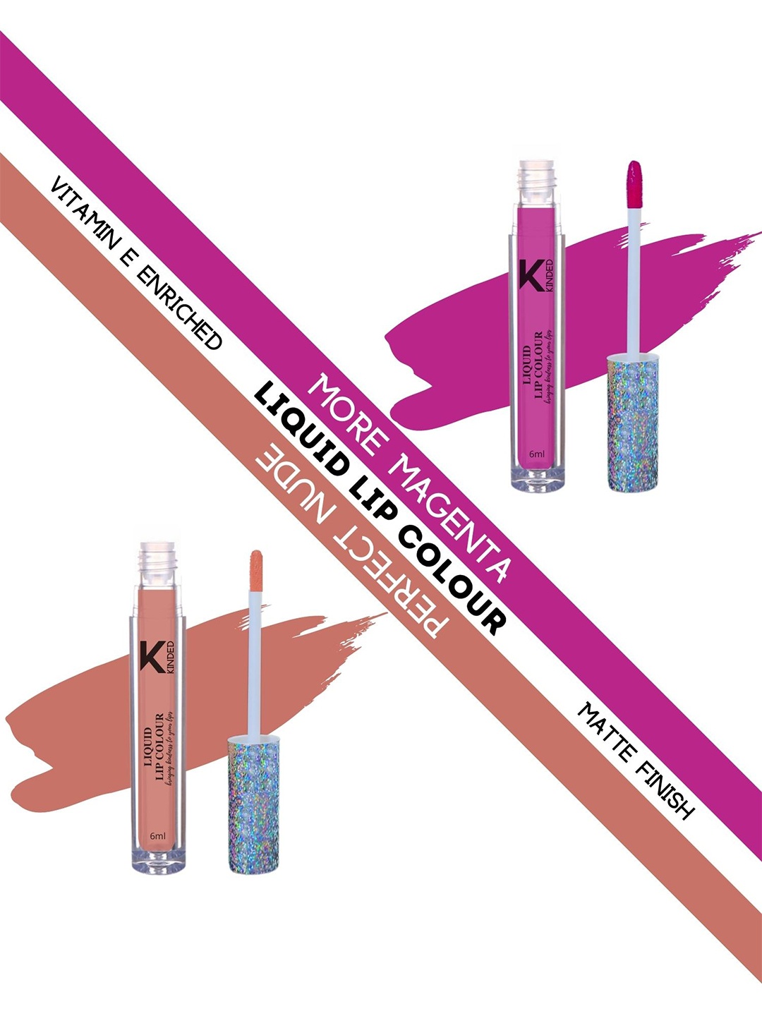 KINDED Set of 2 Vitamin E Matte Liquid Lip Colour 6 ml Each - More Magenta & Perfect Nude
KINDED Set of 2 Vitamin E Matte Liquid Lip Colour 6 ml Each - More Magenta & Perfect Nude