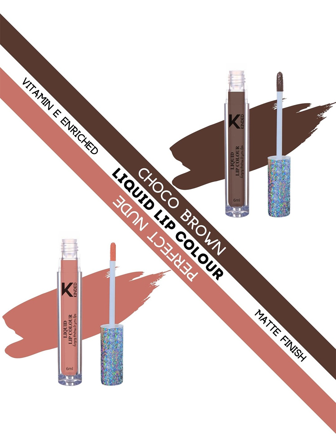 KINDED Set Of 2 Vitamin E Enriched Long Lasting Matte Liquid Lip Colour Lipstick 6 ml Each - Choco Brown 07 & Perfect Nude 10
KINDED Set Of 2 Vitamin E Enriched Long Lasting Matte Liquid Lip Colour Lipstick 6 ml Each - Choco Brown 07 & Perfect Nude 10