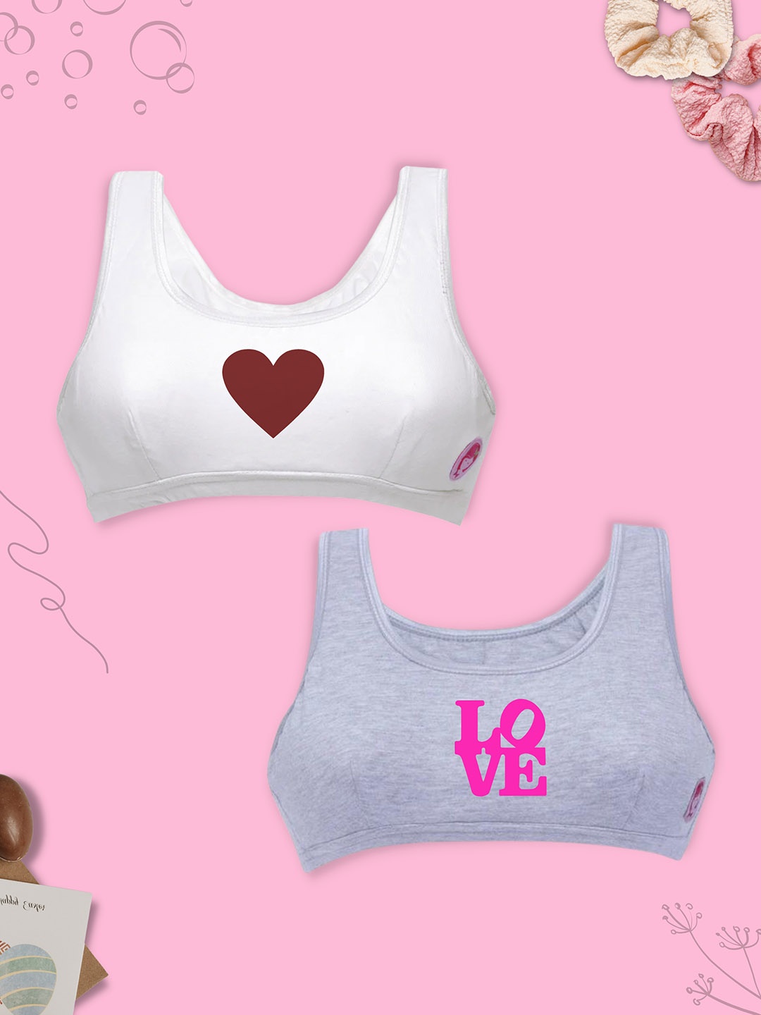 DChica Pack Of 2 Graphic Non Padded Full Coverage All Day Comfort Cotton Sports Bra, Grey melange
DChica Pack Of 2 Graphic Non Padded Full Coverage All Day Comfort Cotton Sports Bra, Grey melange