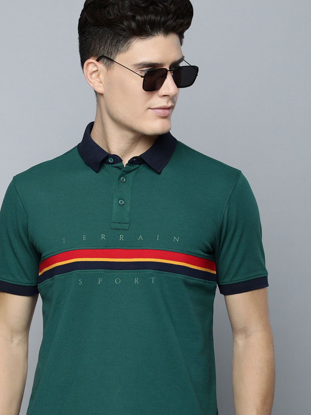 Indian Terrain Striped Stretch Polo T-shirt, Teal
Indian Terrain Striped Stretch Polo T-shirt, Teal