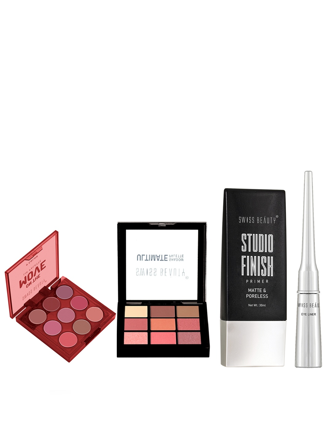 SWISS BEAUTY Makeup Gift Set - Eyeshadow 01 + Eyeliner-Black + Primer + Lip Palette - Nude
SWISS BEAUTY Makeup Gift Set - Eyeshadow 01 + Eyeliner-Black + Primer + Lip Palette - Nude