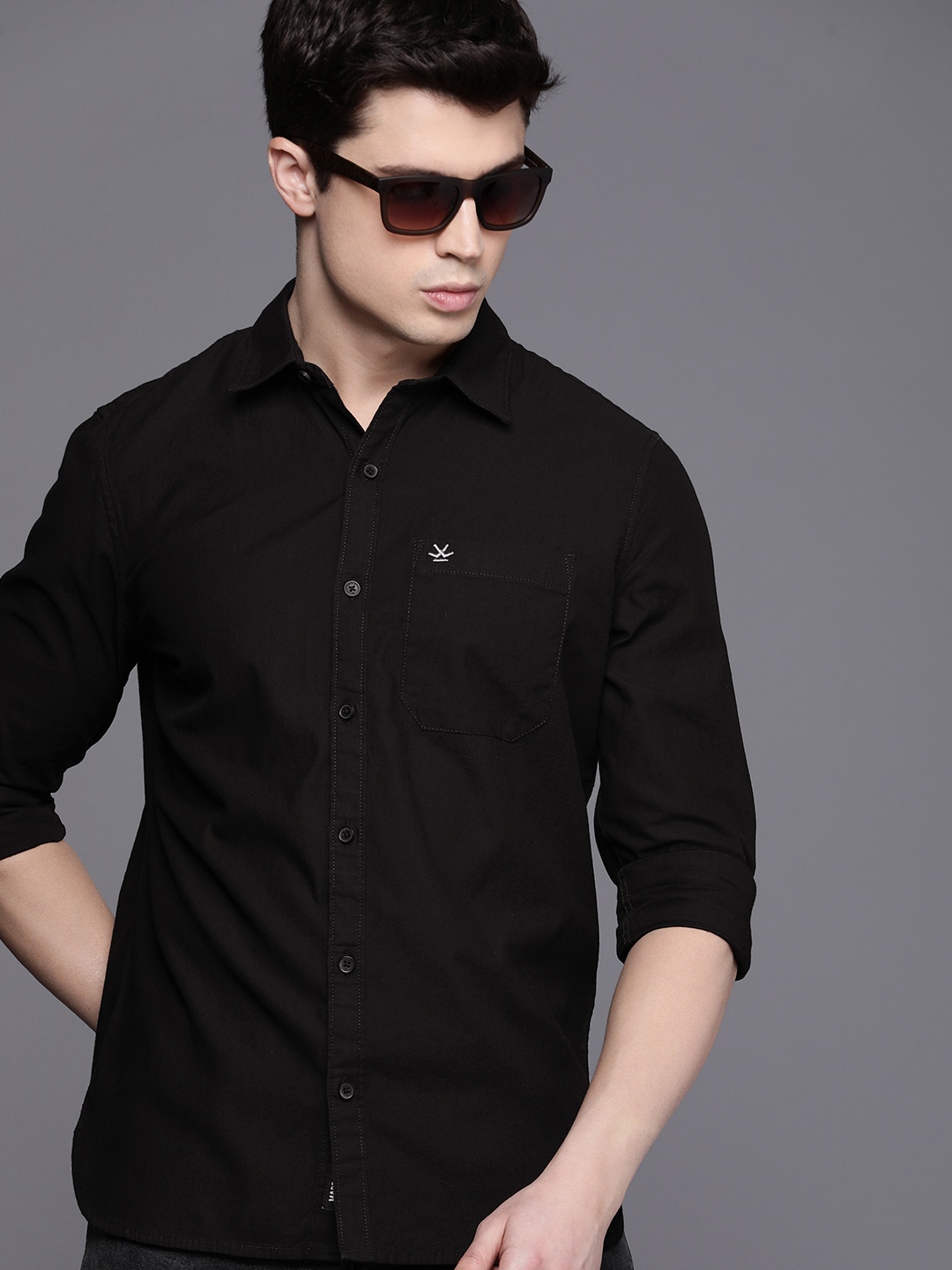 WROGN Men Slim Fit Solid Opaque Pure Cotton Casual Shirt With Chest Pocket, Black
WROGN Men Slim Fit Solid Opaque Pure Cotton Casual Shirt With Chest Pocket, Black