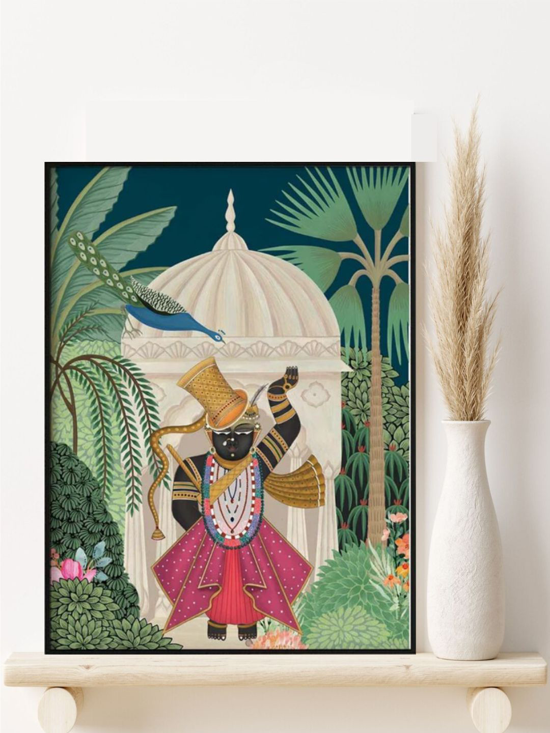 INDIAN CLASSIC ART Green & Beige Shreenathji Pichwai Traditional Painting Framed Wall Art
INDIAN CLASSIC ART Green & Beige Shreenathji Pichwai Traditional Painting Framed Wall Art