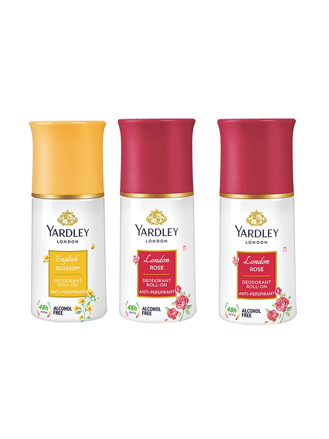 YARDLEY LONDON Women Set of English Blossom & 2 London Rose Deodorant Roll-On - 50 ml Each, White
YARDLEY LONDON Women Set of English Blossom & 2 London Rose Deodorant Roll-On - 50 ml Each, White