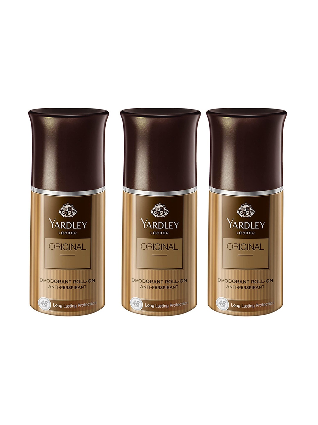 YARDLEY LONDON Set of 3 Original Anti Perspirant Deodorant Roll-Ons - 50 ml Each, Brown
YARDLEY LONDON Set of 3 Original Anti Perspirant Deodorant Roll-Ons - 50 ml Each, Brown