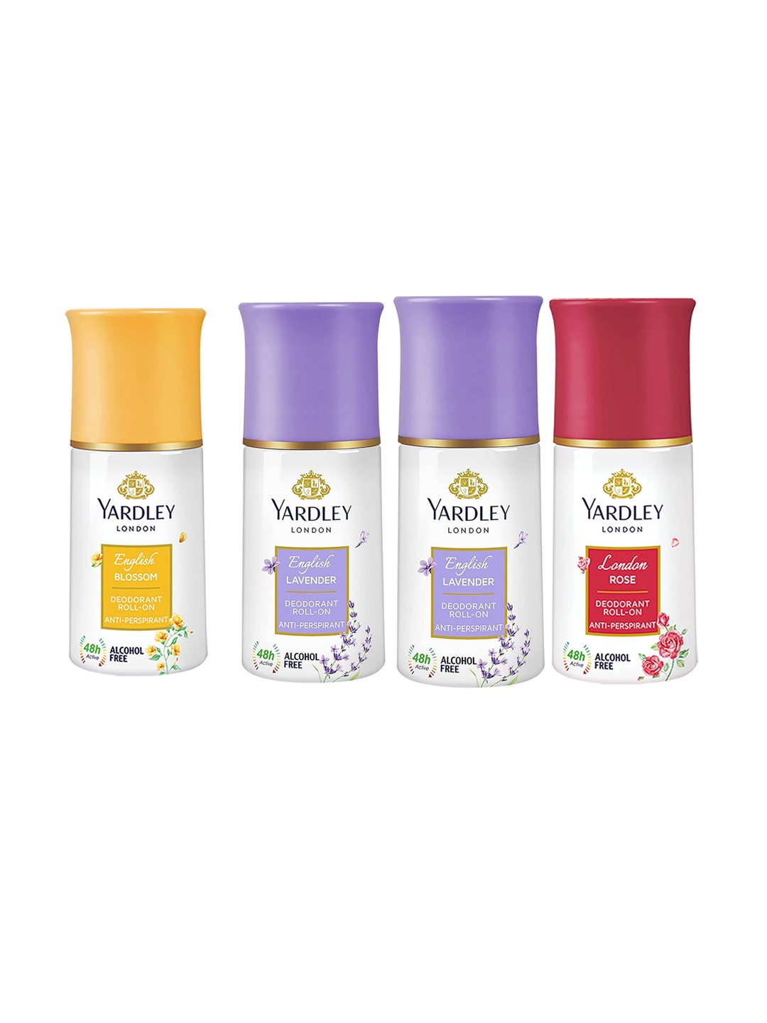YARDLEY LONDON Women Set Of 4 Anti-Perspirant Alcohol Free Deodorant Roll-Ons - 50ml Each, Lavender
YARDLEY LONDON Women Set Of 4 Anti-Perspirant Alcohol Free Deodorant Roll-Ons - 50ml Each, Lavender