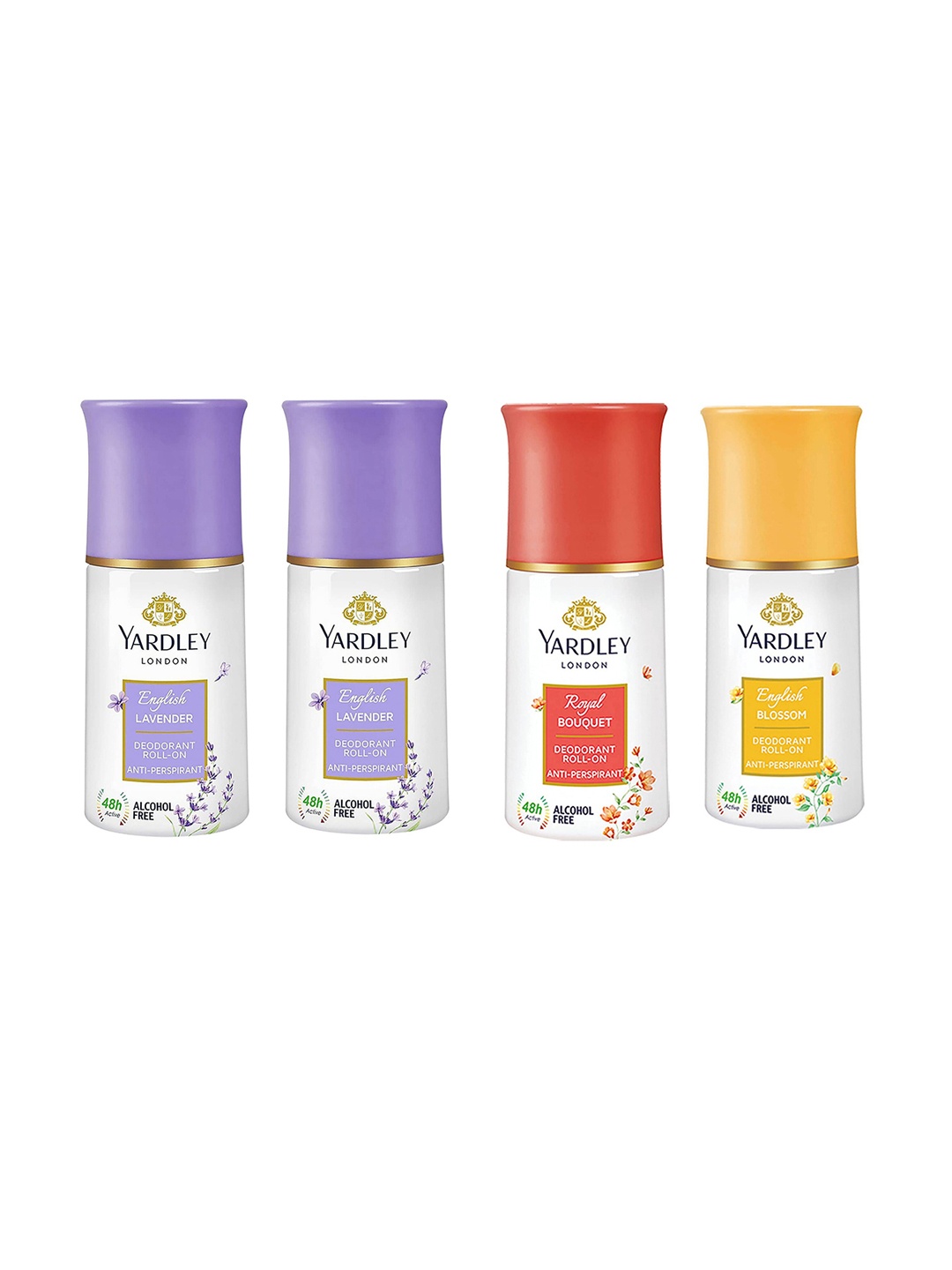 YARDLEY LONDON Women Set Of 4 Anti-Perspirant Alcohol Free Deodorant Roll-Ons - 50ml Each, Yellow
YARDLEY LONDON Women Set Of 4 Anti-Perspirant Alcohol Free Deodorant Roll-Ons - 50ml Each, Yellow