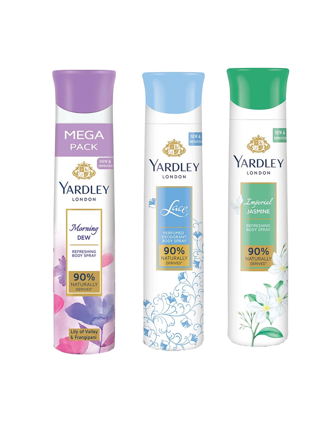 YARDLEY LONDON Women Set of 3 Morning Dew - Imperial Jasmine - Lace Body Sprays-150ml Each, White
YARDLEY LONDON Women Set of 3 Morning Dew - Imperial Jasmine - Lace Body Sprays-150ml Each, White