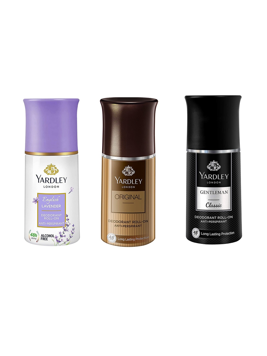 YARDLEY LONDON Set Of 3 Anti-Perspirant Alcohol Free Deodorant Roll-Ons - 50ml Each, Lavender
YARDLEY LONDON Set Of 3 Anti-Perspirant Alcohol Free Deodorant Roll-Ons - 50ml Each, Lavender