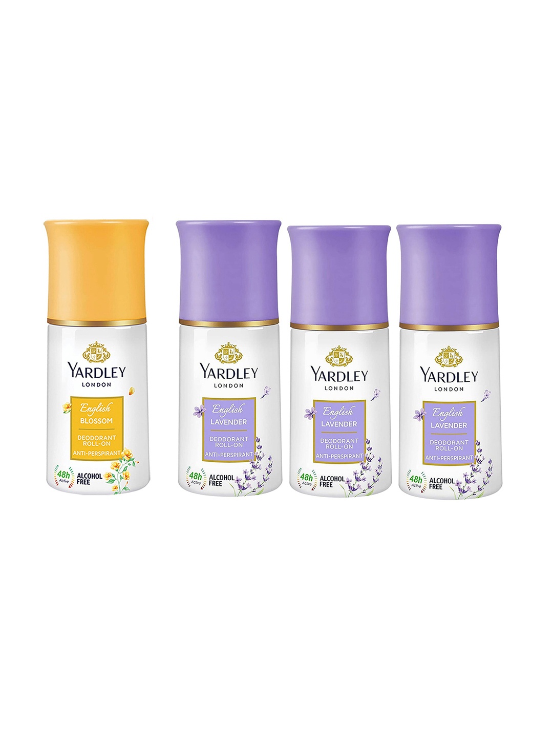 YARDLEY LONDON Women Set Of 4 Anti-Perspirant Alcohol Free Deodorant Roll-Ons - 50ml Each, Lavender
YARDLEY LONDON Women Set Of 4 Anti-Perspirant Alcohol Free Deodorant Roll-Ons - 50ml Each, Lavender
