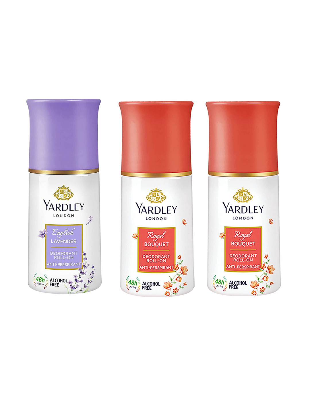 YARDLEY LONDON Set Of 3 Anti-Perspirant Deodorant Roll-Ons Royal Bouquet & English Lavender - 50 ml Each, White
YARDLEY LONDON Set Of 3 Anti-Perspirant Deodorant Roll-Ons Royal Bouquet & English Lavender - 50 ml Each, White