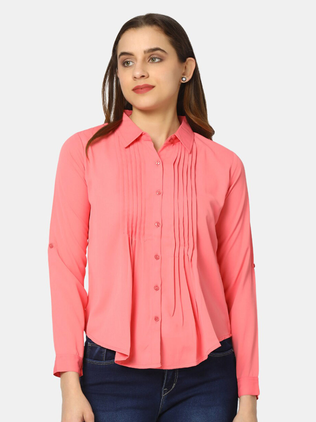 V-Mart Cuffed Sleeves Shirt Style Top, Pink
V-Mart Cuffed Sleeves Shirt Style Top, Pink