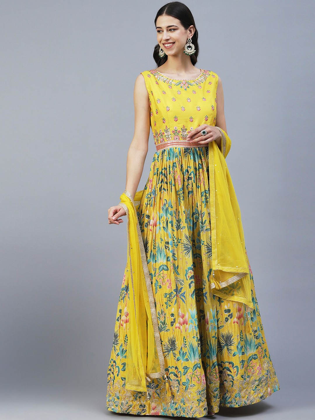 Envy Me by FASHOR Floral Printed Pleated Thread Work Kurta With Churidar & Dupatta, Yellow
Envy Me by FASHOR Floral Printed Pleated Thread Work Kurta With Churidar & Dupatta, Yellow