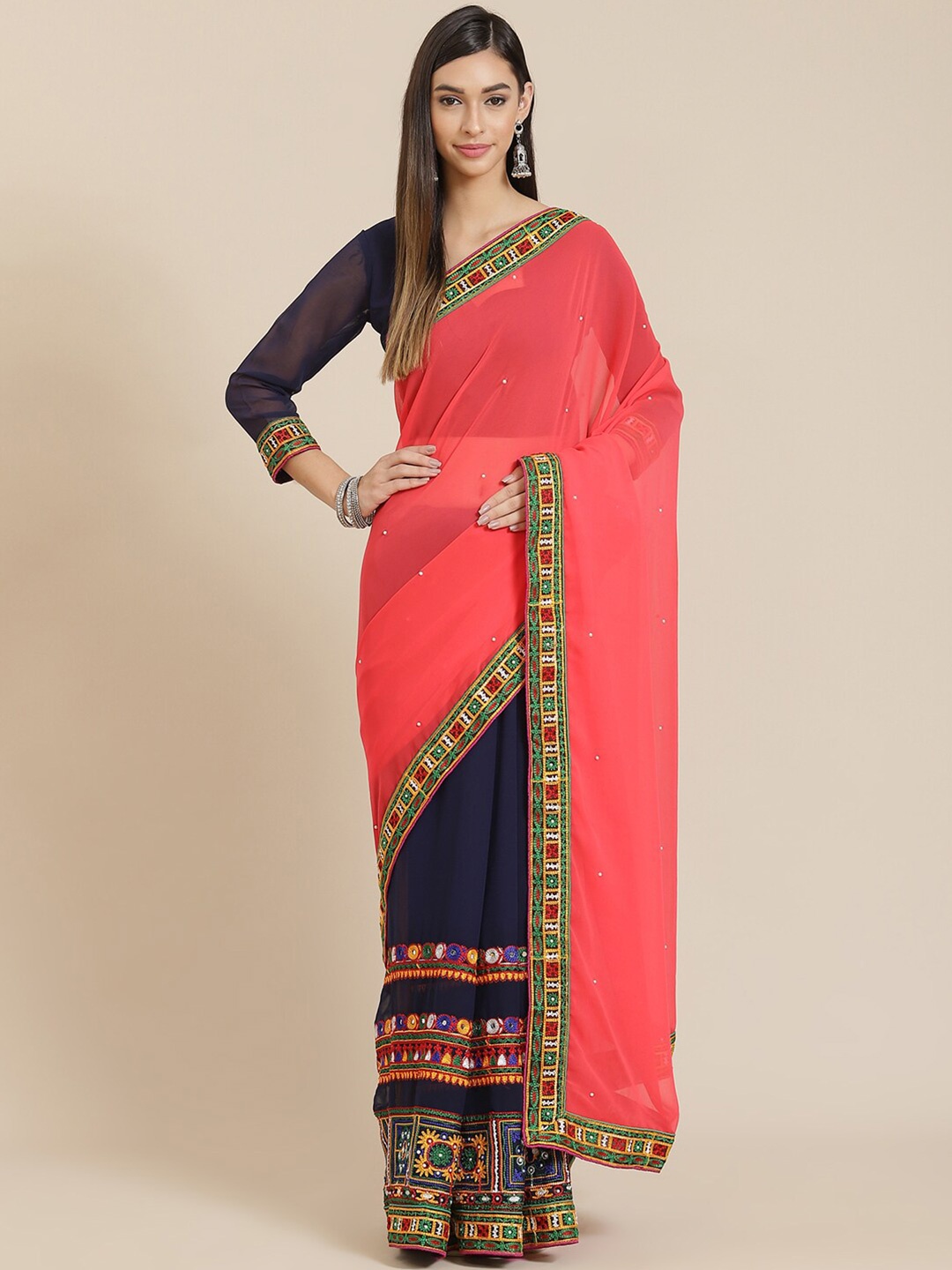 SERONA FABRICS Embellished Embroidered Pure Georgette Half and Half Saree, Pink
SERONA FABRICS Embellished Embroidered Pure Georgette Half and Half Saree, Pink