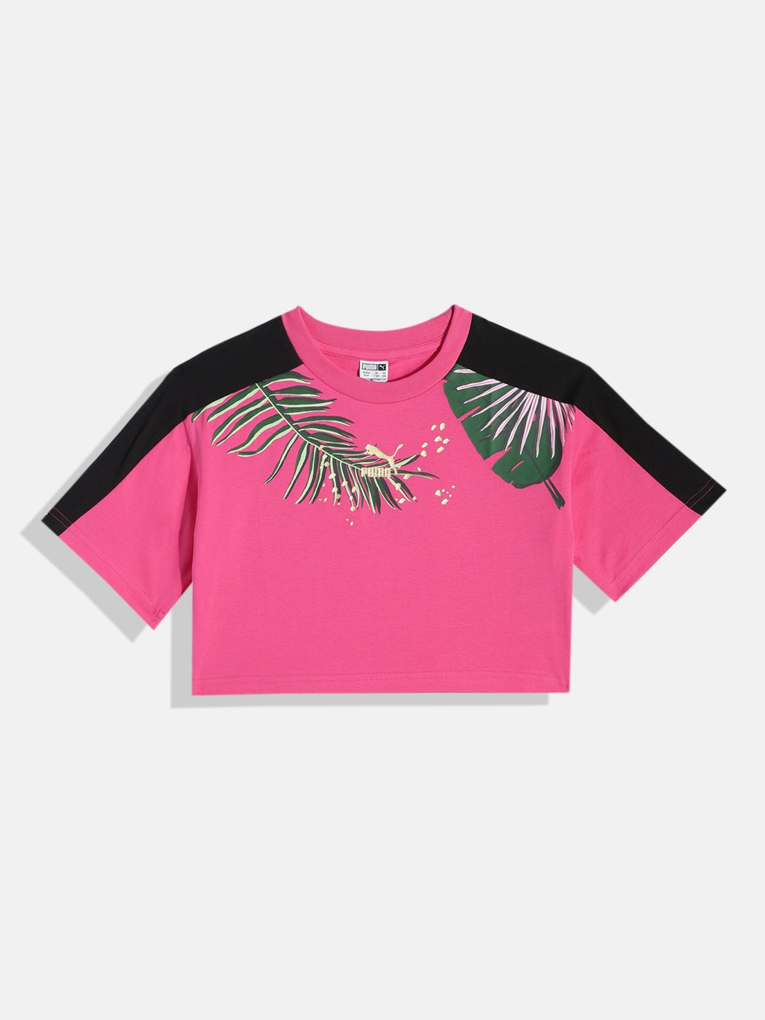 Puma Girls T7 VACAY QUEEN Graphic Youth Tropical Print Pure Cotton Boxy Crop Top, Pink
Puma Girls T7 VACAY QUEEN Graphic Youth Tropical Print Pure Cotton Boxy Crop Top, Pink