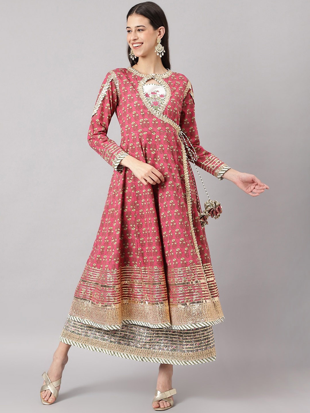 Divena Ethnic Motifs Printed Sleeveless A-Line Cotton Ethnic Dress With Jacket, Pink
Divena Ethnic Motifs Printed Sleeveless A-Line Cotton Ethnic Dress With Jacket, Pink