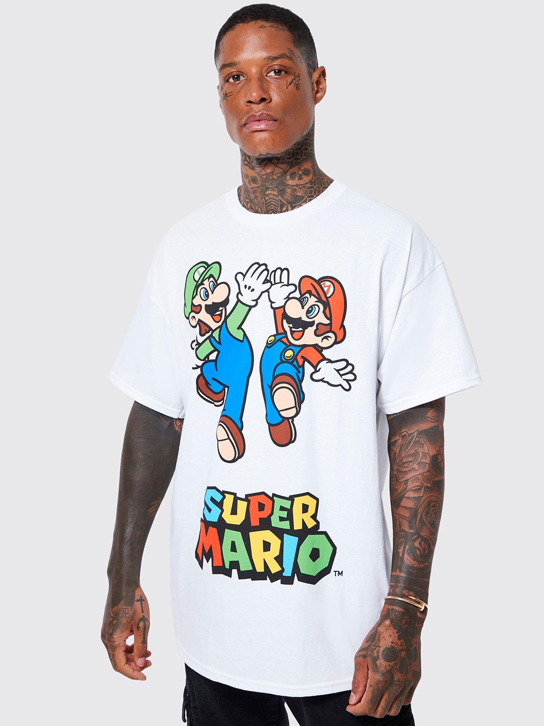 boohooMAN Oversized Super Mario Printed Drop-Shoulder Sleeves Pure Cotton T-shirt, White
boohooMAN Oversized Super Mario Printed Drop-Shoulder Sleeves Pure Cotton T-shirt, White