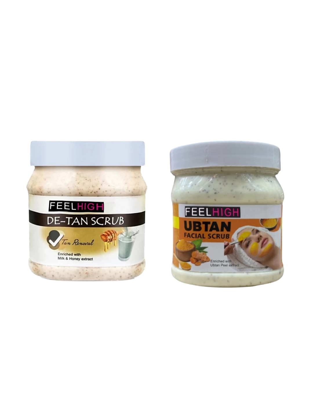 FEELHIGH Set Of 2 De Tan Scrub & Ubtan Scrub For Face & Body Exfoliators 500 ml Each, Beige
FEELHIGH Set Of 2 De Tan Scrub & Ubtan Scrub For Face & Body Exfoliators 500 ml Each, Beige