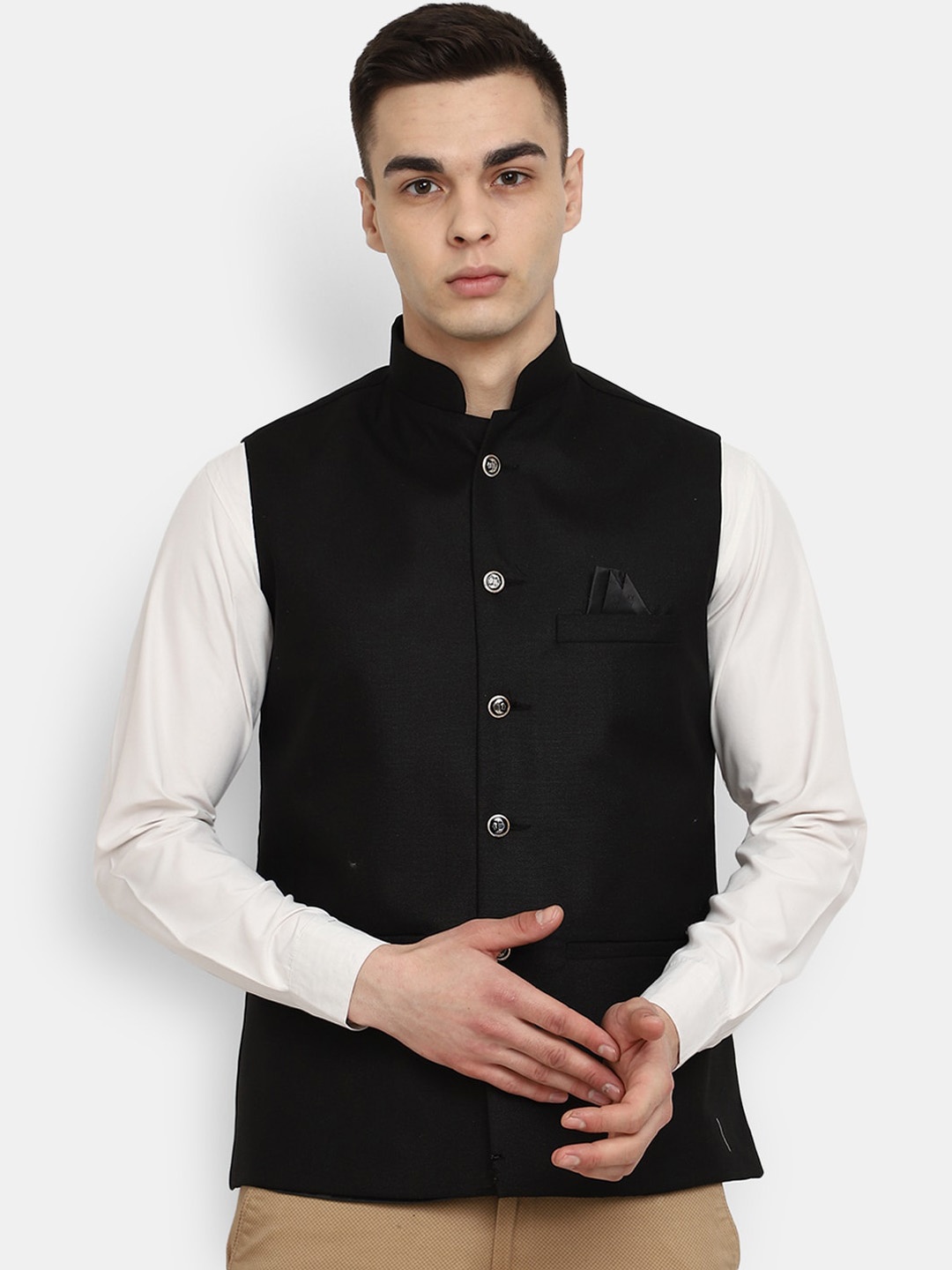 V-Mart Mandarin Collar Nehru Jacket, Black