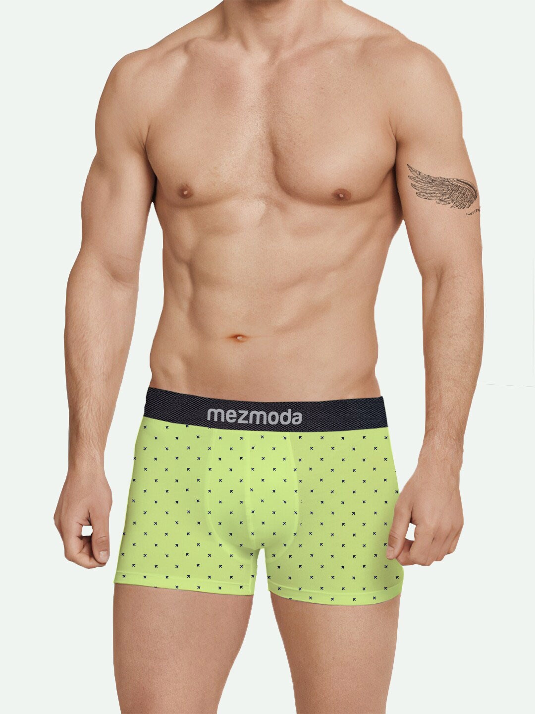 mezmoda Men Printed Ultra Soft Boyshorts Briefs, Green