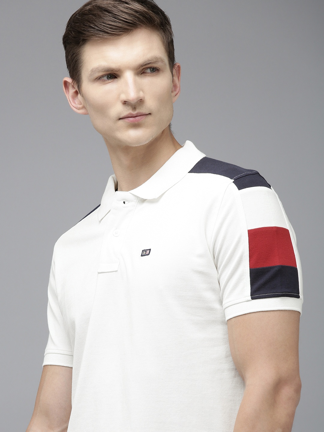 Arrow Polo Collar Pure Cotton T-shirt, White