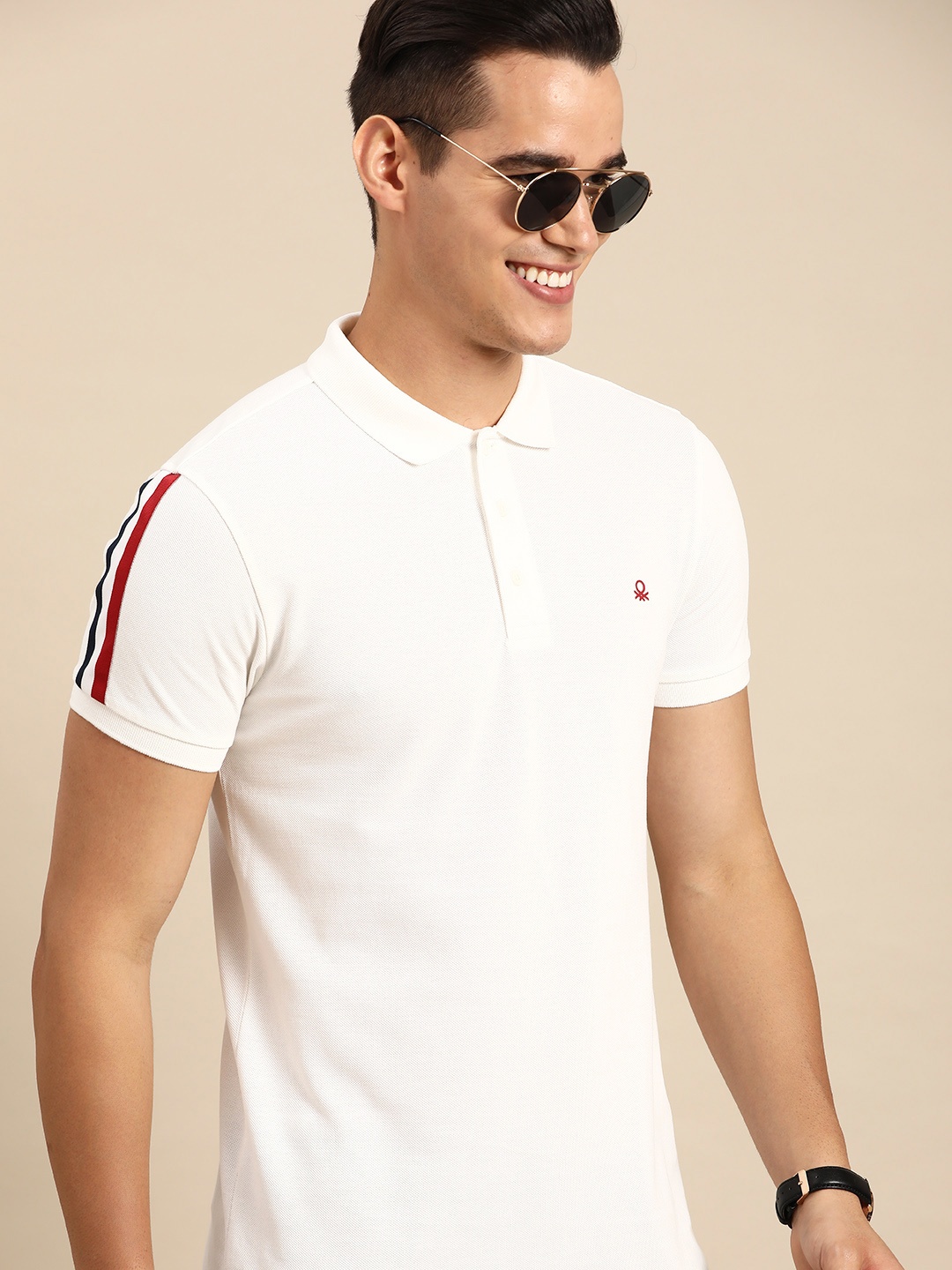 United Colors of Benetton Polo Collar Pure Cotton T-shirt, White