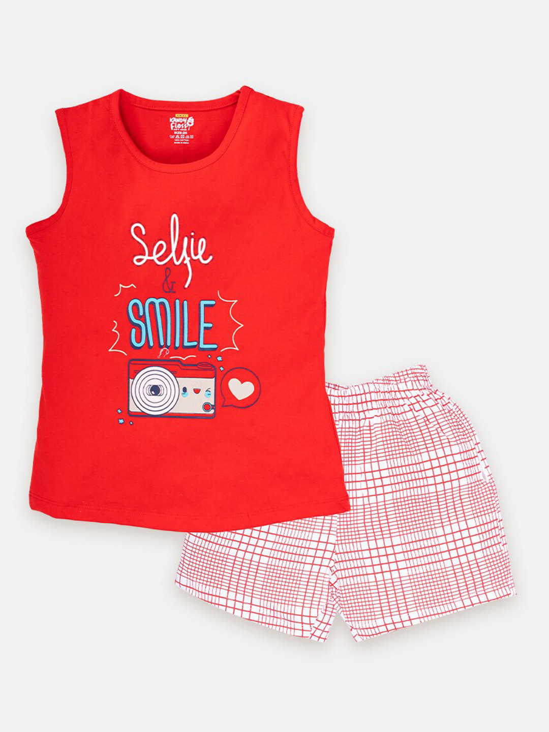 AMUL Kandyfloss Girls Typography Printed Round Neck Sleeveless Pure Cotton Top with Shorts, Red
AMUL Kandyfloss Girls Typography Printed Round Neck Sleeveless Pure Cotton Top with Shorts, Red