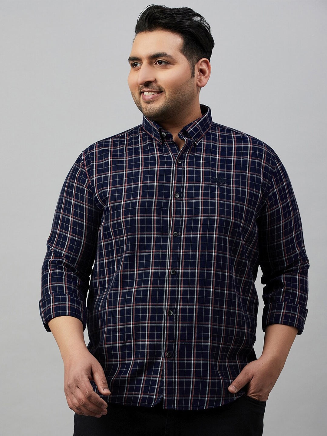 SHOWOFF Plus Size Smart Spread Collar Tartan Checked Cotton Casual Shirt, Navy blue
SHOWOFF Plus Size Smart Spread Collar Tartan Checked Cotton Casual Shirt, Navy blue