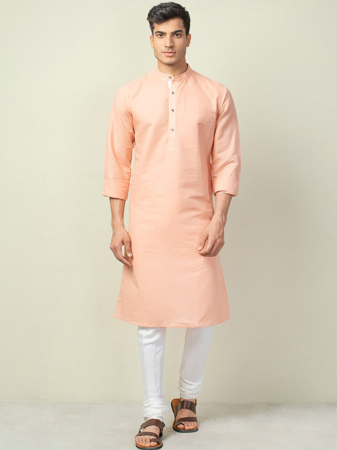 Fabindia Mandarin Collar Straight Linen Cotton Kurta, Peach
Fabindia Mandarin Collar Straight Linen Cotton Kurta, Peach