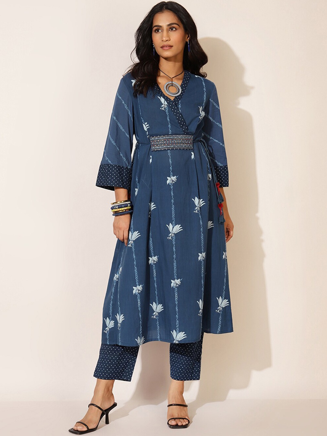 Fabindia FabBasic Ethnic Motifs Printed Angrakha Pure Cotton Kurta With Trousers, Blue
Fabindia FabBasic Ethnic Motifs Printed Angrakha Pure Cotton Kurta With Trousers, Blue