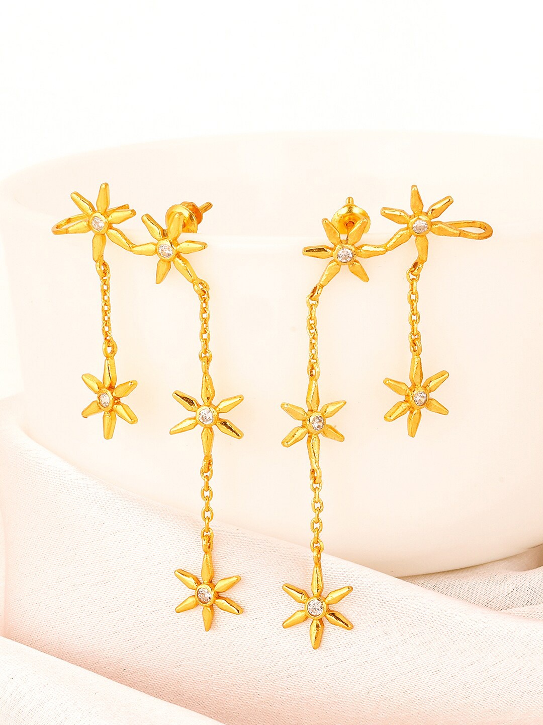 GIVA 925 Sterling Silver Gold Plated Contemporary Stone Studded Drop Earrings, White
GIVA 925 Sterling Silver Gold Plated Contemporary Stone Studded Drop Earrings, White