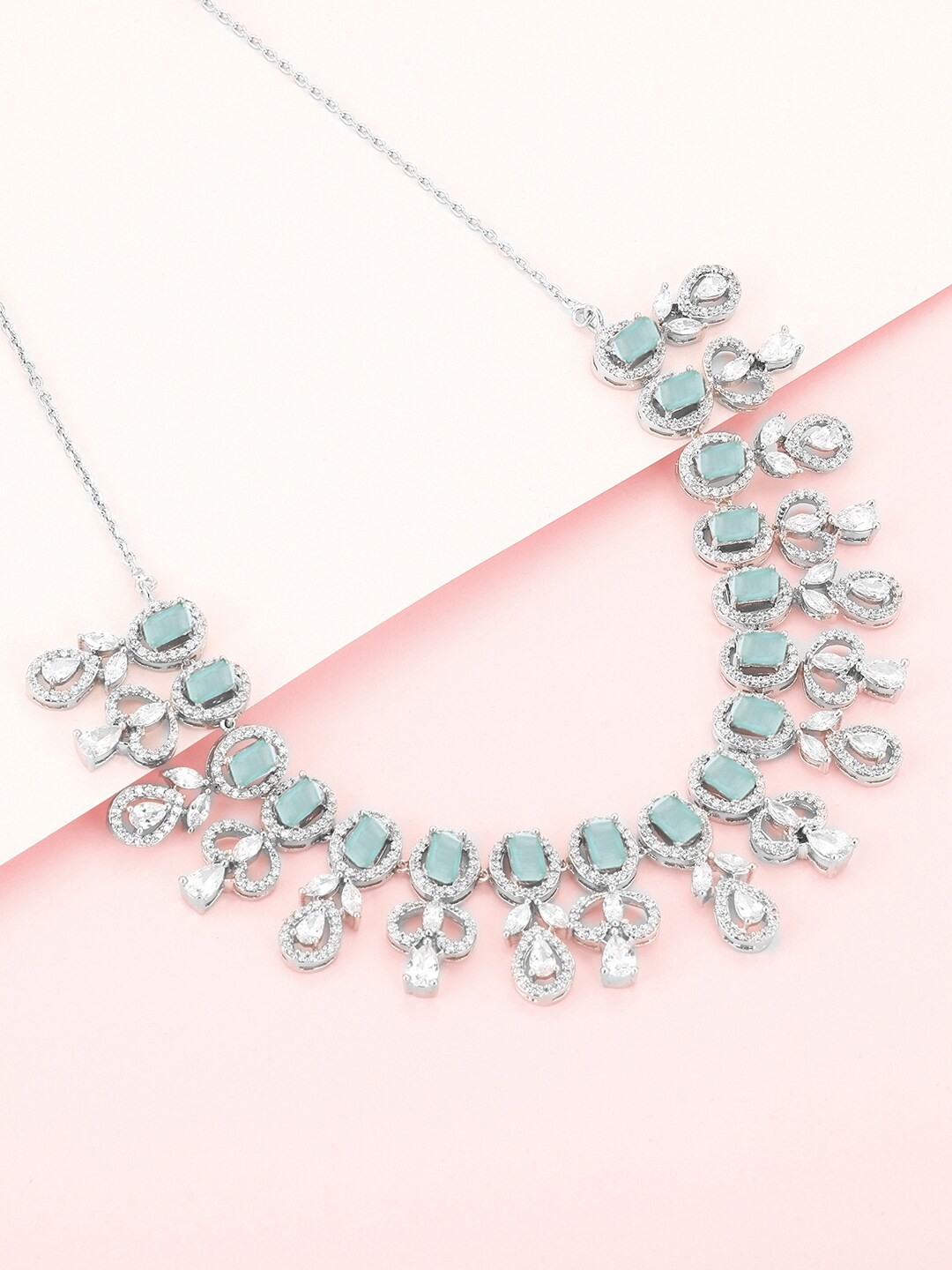 GIVA 9.25 Sterling Silver Rhodium-Plated Imperial Necklace, Sea green