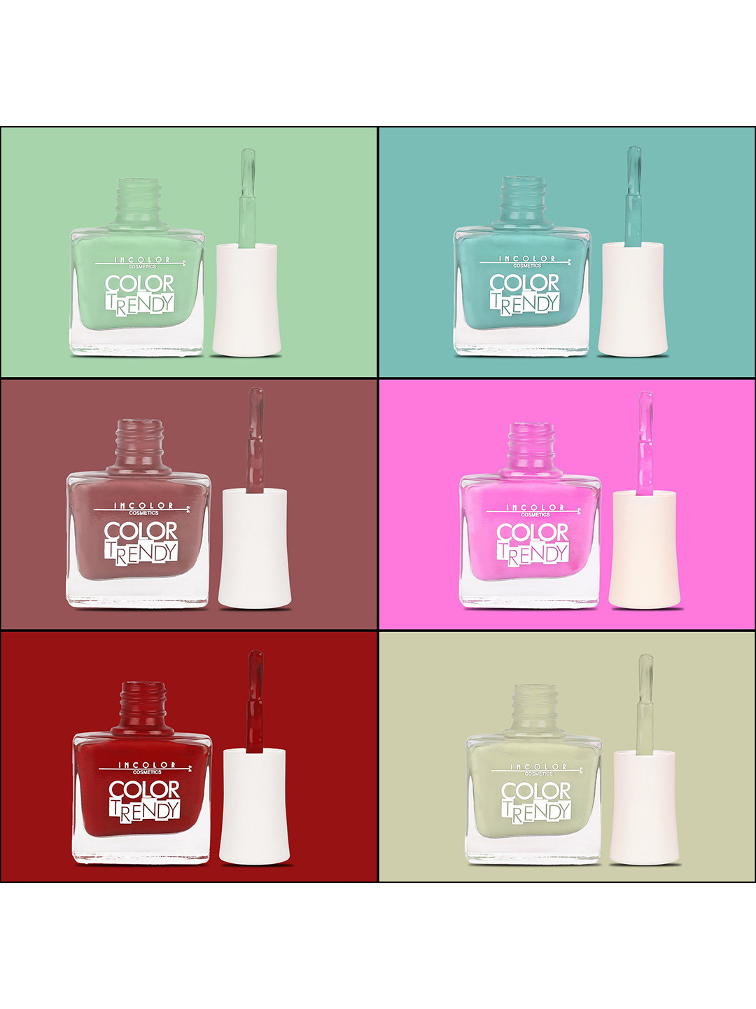 INCOLOR Set of 6 Color Trendy Long-Lasting Matte Nail Polish 9.5 ml each - Combo 17, Multi
INCOLOR Set of 6 Color Trendy Long-Lasting Matte Nail Polish 9.5 ml each - Combo 17, Multi