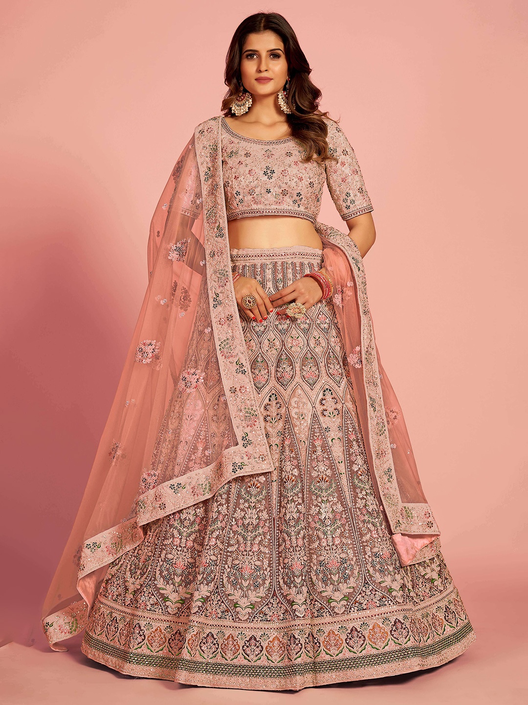 Fusionic Embroidered Beads and Stones Semi-Stitched Lehenga & Unstitched Blouse With, Peach
Fusionic Embroidered Beads and Stones Semi-Stitched Lehenga & Unstitched Blouse With, Peach