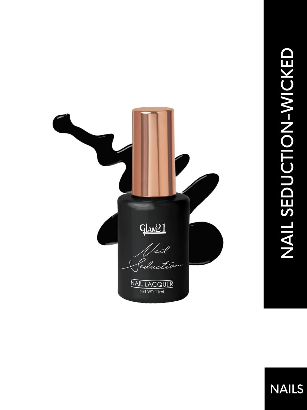GLAM21 Nail Seduction Long Lasting Glossy Finish Nail Polish 11 ml - Wicked 01, Black
GLAM21 Nail Seduction Long Lasting Glossy Finish Nail Polish 11 ml - Wicked 01, Black
