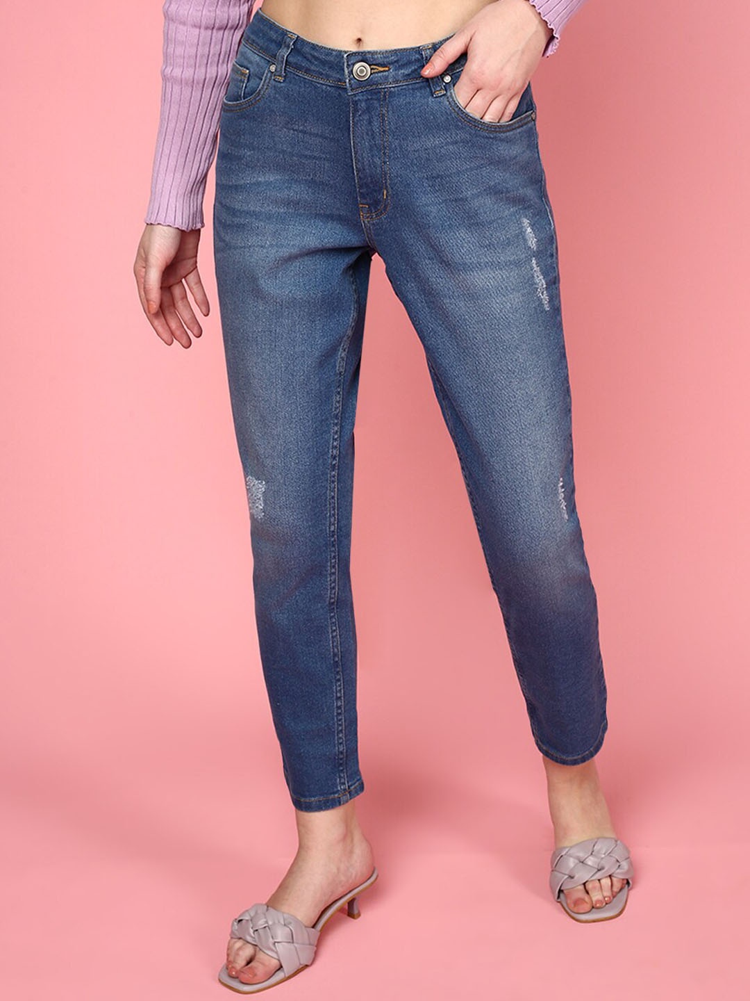 JUNEBERRY Women Original Slim Fit Low Distress Light Fade Stretchable Pure Cotton Jeans, Blue
JUNEBERRY Women Original Slim Fit Low Distress Light Fade Stretchable Pure Cotton Jeans, Blue