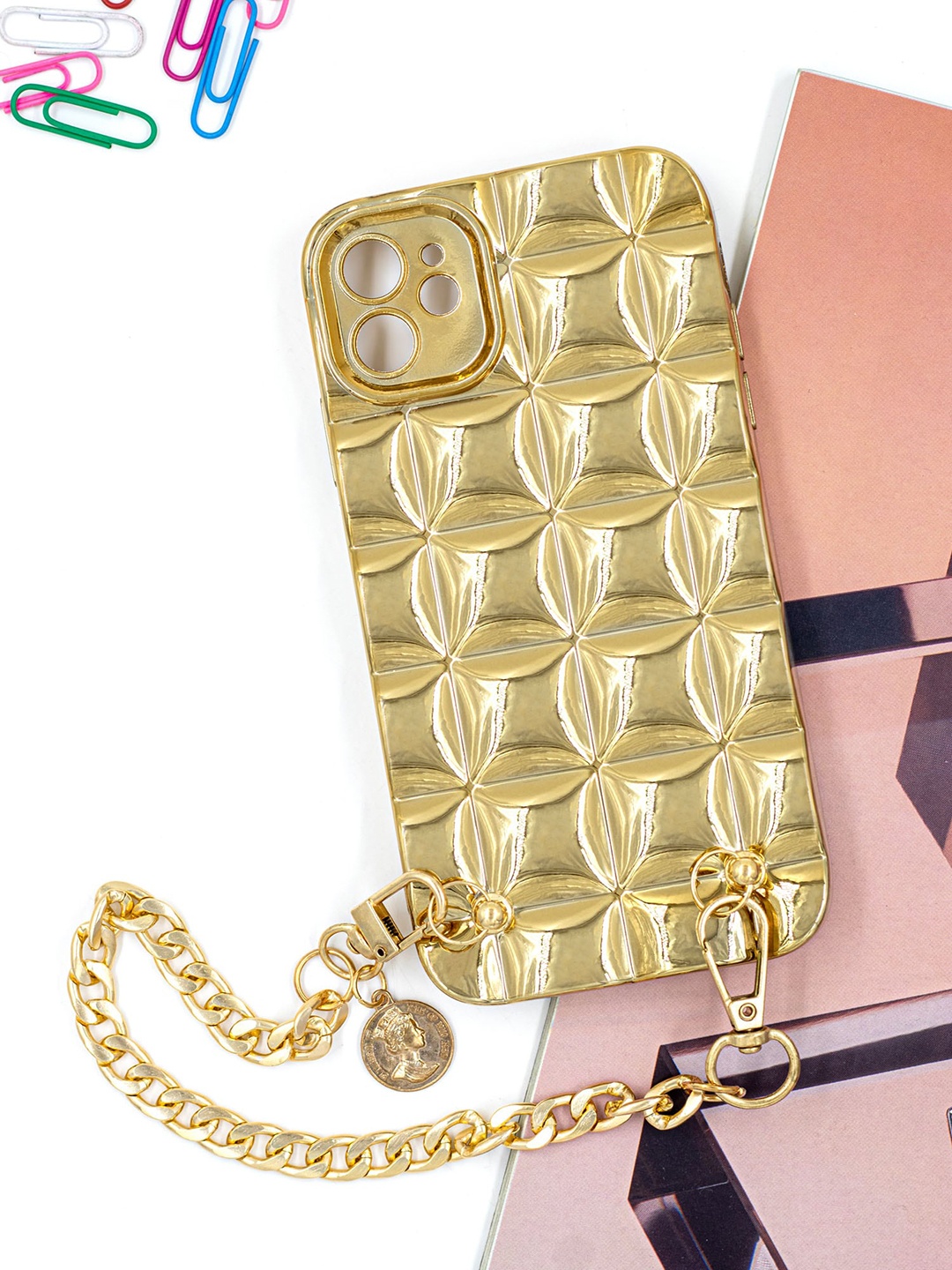 DOOBNOOB iPhone 13 Pro Korean Bracelet Electro Plating Lattice Square Phone Back Case, Gold
DOOBNOOB iPhone 13 Pro Korean Bracelet Electro Plating Lattice Square Phone Back Case, Gold