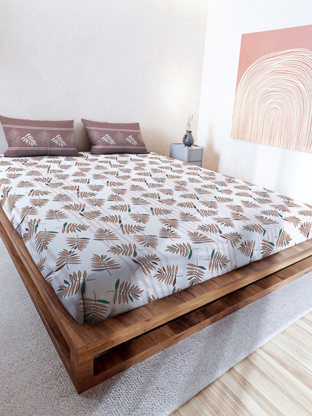 MAYFAIR HOMES LONDON Brown Modern Floral Cotton 144 TC Queen Bedsheet With 2 Pillow Covers
MAYFAIR HOMES LONDON Brown Modern Floral Cotton 144 TC Queen Bedsheet With 2 Pillow Covers