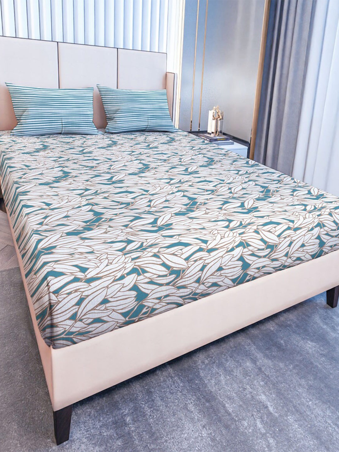 MAYFAIR HOMES LONDON Blue Floral Cotton Fitted 120 TC King Bedsheet With 2 Pillow Covers
MAYFAIR HOMES LONDON Blue Floral Cotton Fitted 120 TC King Bedsheet With 2 Pillow Covers