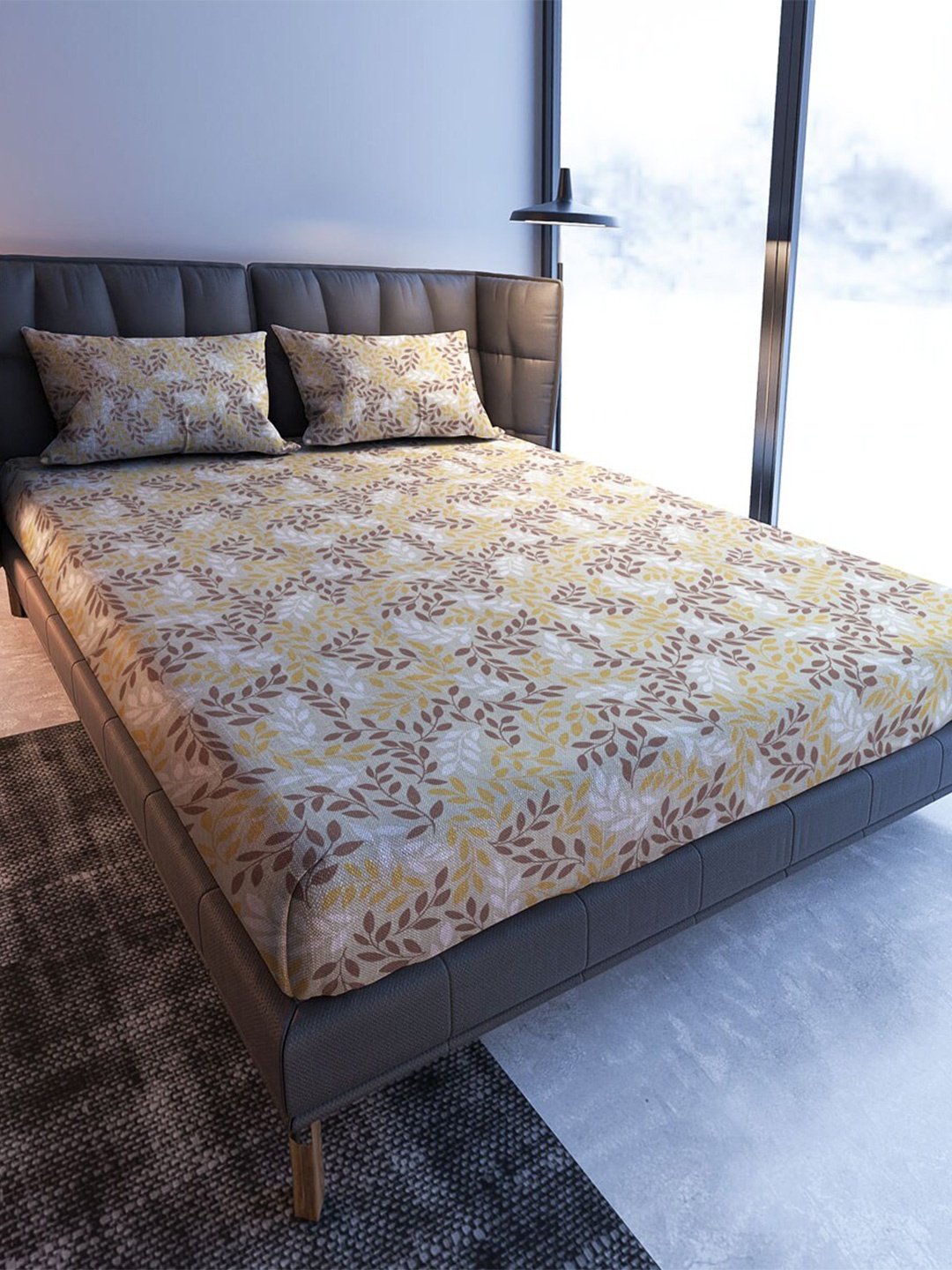 MAYFAIR HOMES LONDON Beige Blooming Cotton 108 TC King Bedsheet With 2 Pillow Covers
MAYFAIR HOMES LONDON Beige Blooming Cotton 108 TC King Bedsheet With 2 Pillow Covers