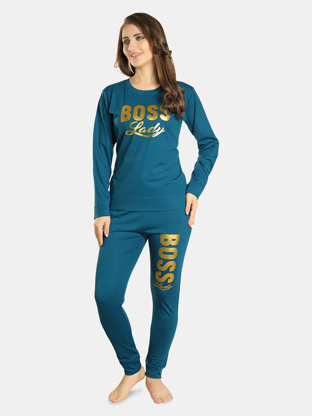 FILMAX ORIGINALS Women Printed Round Neck Long Sleeves Night suits, Turquoise blue
FILMAX ORIGINALS Women Printed Round Neck Long Sleeves Night suits, Turquoise blue