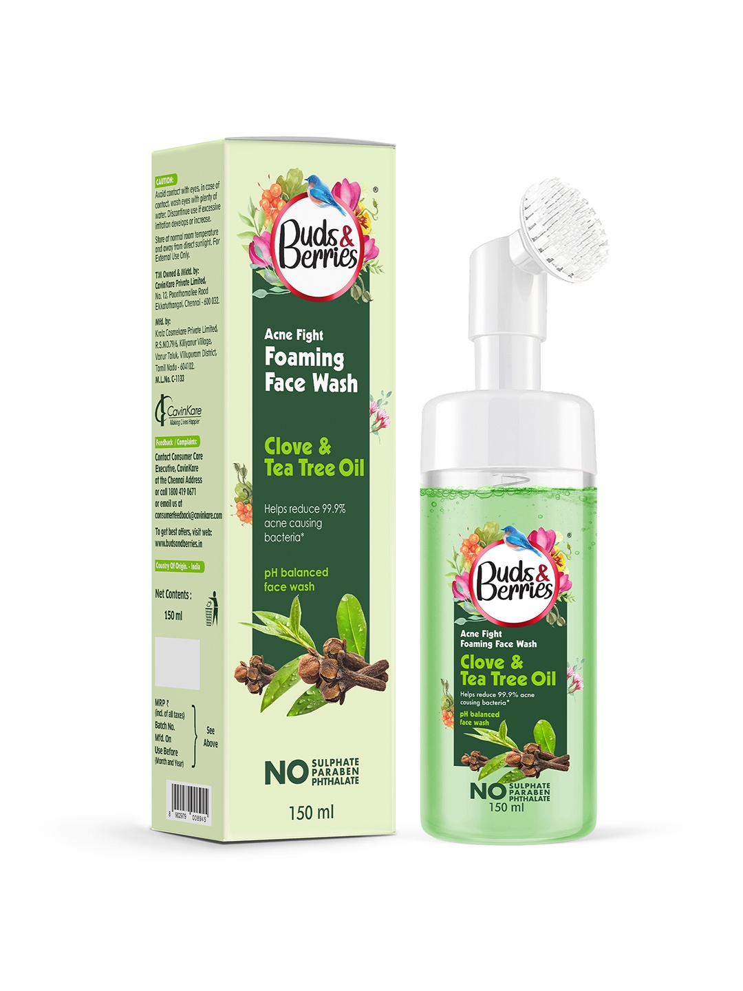 Buds & Berries Acne Fight Clove & Tea Tree Oil Face Wash with Soft Silicone Brush-150ml, Green
Buds & Berries Acne Fight Clove & Tea Tree Oil Face Wash with Soft Silicone Brush-150ml, Green