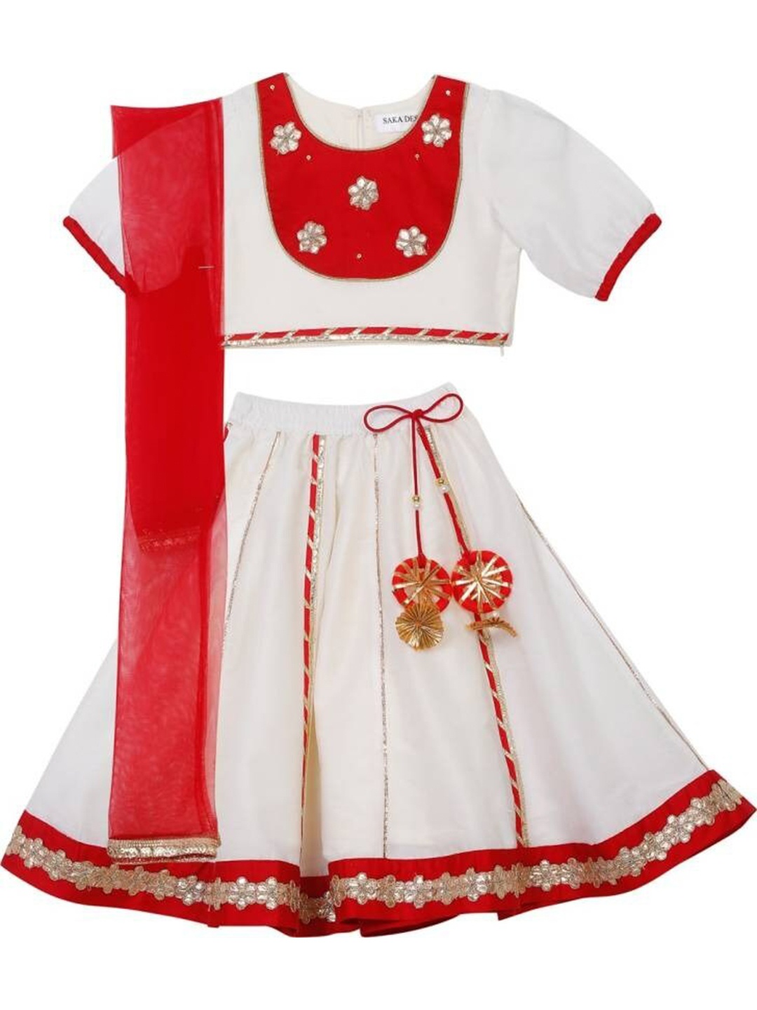 SAKA DESIGNS Girls Beads and Stones Ready to Wear Lehenga Choli And Dupatta Set, Red
SAKA DESIGNS Girls Beads and Stones Ready to Wear Lehenga Choli And Dupatta Set, Red