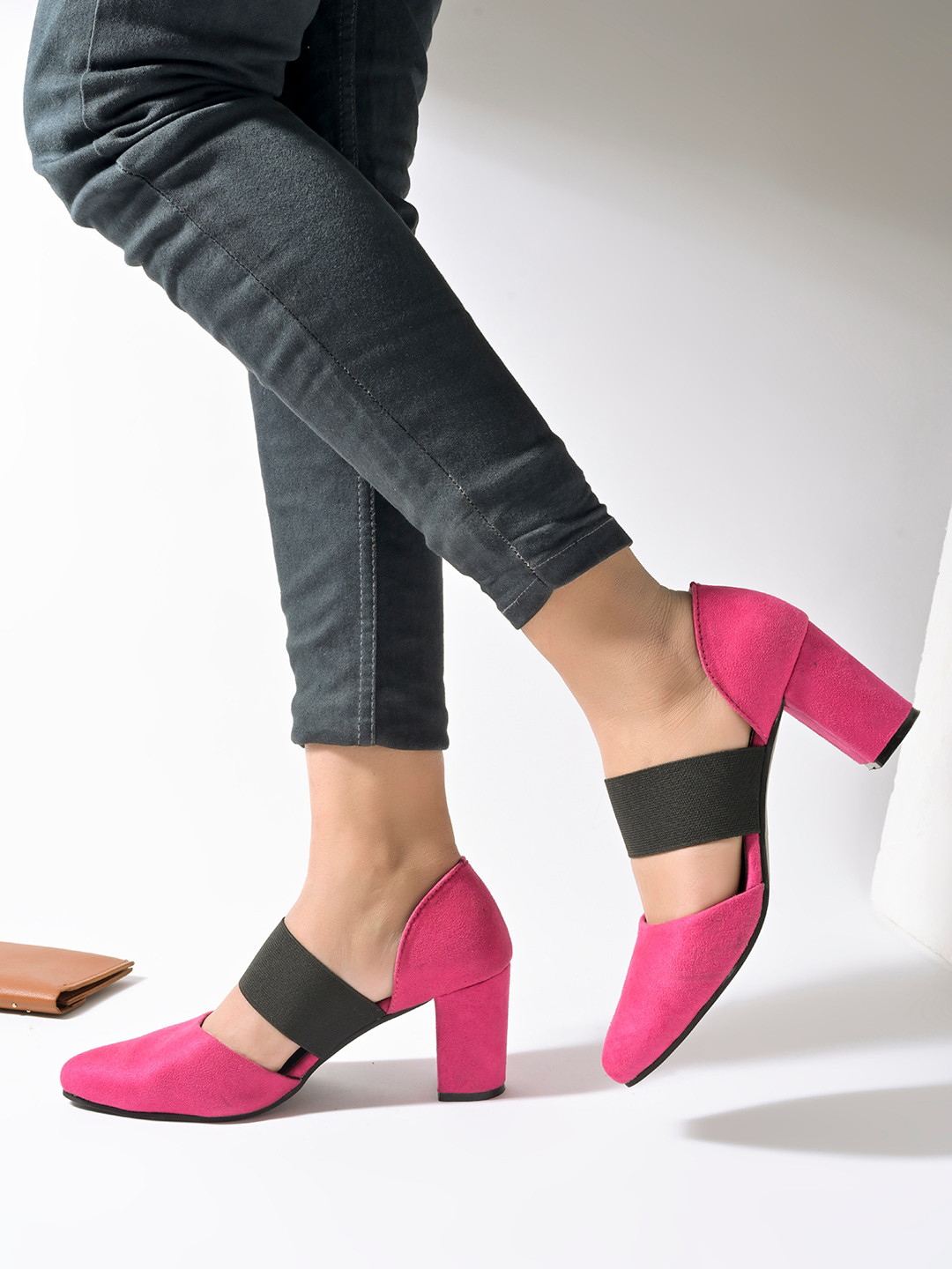 Shoetopia Colourblocked Block Heel pumps, Pink 
Shoetopia Colourblocked Block Heel pumps, Pink