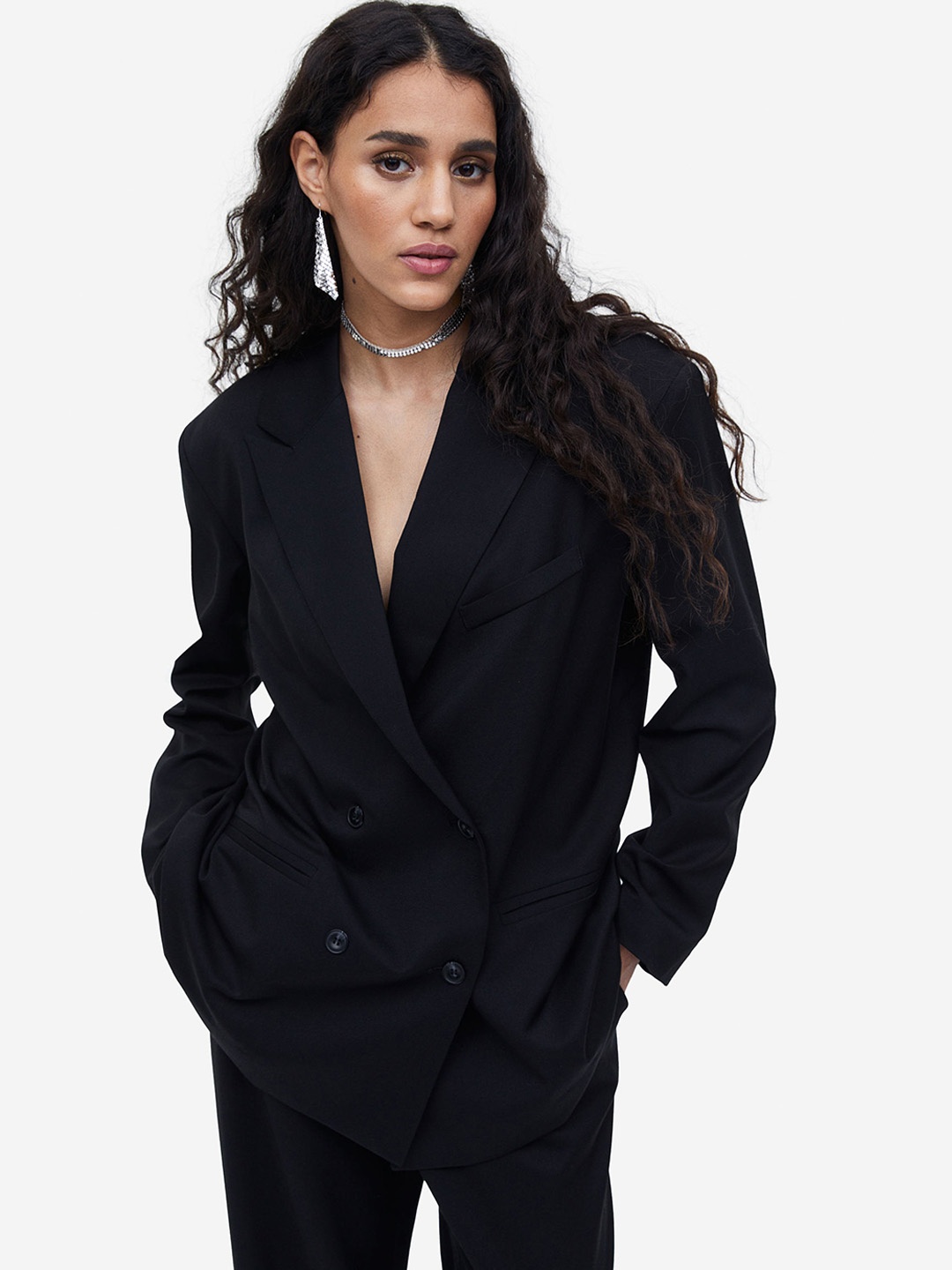 H&MDouble Breasted Blazer, Black