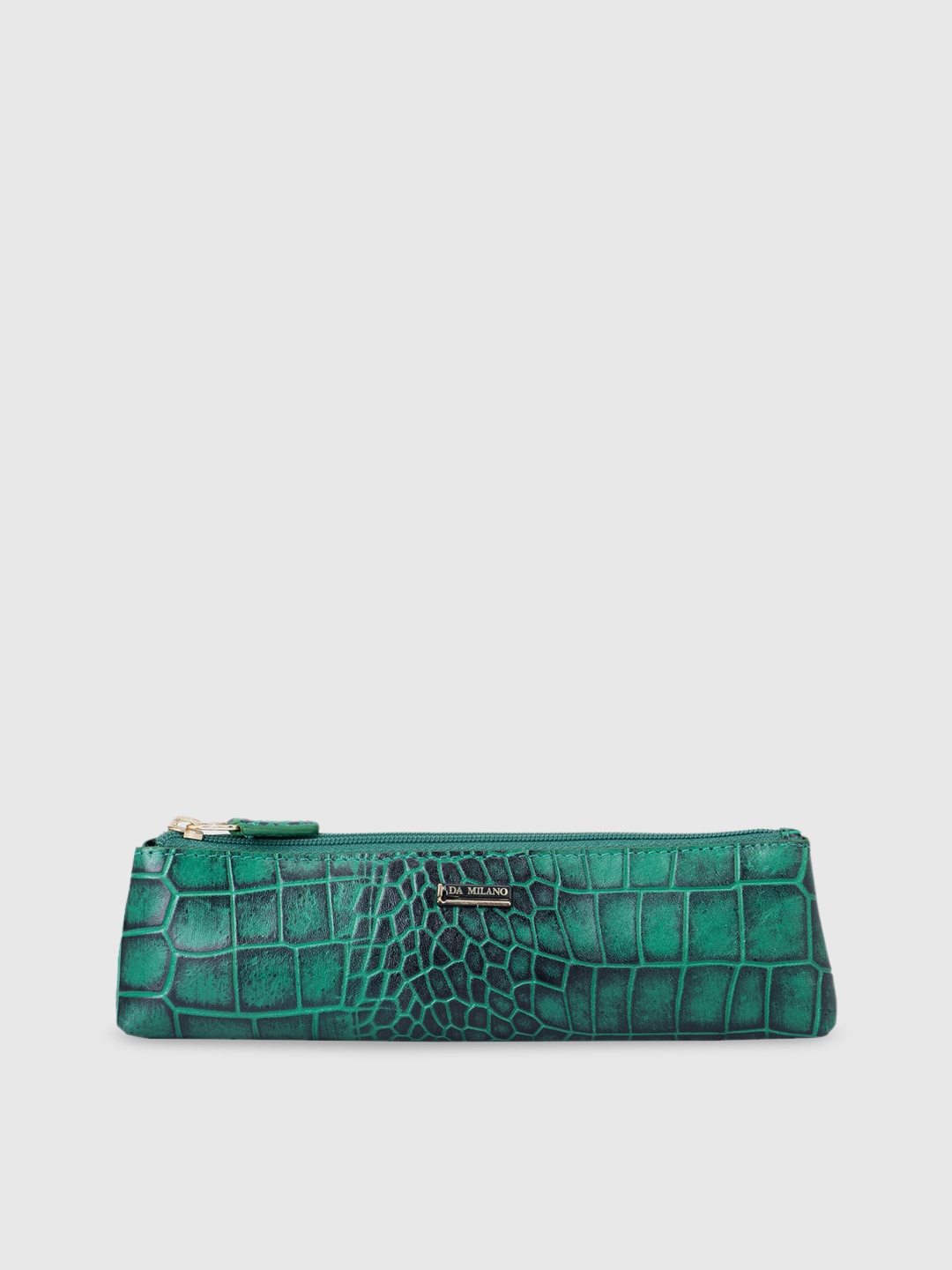 Da Milano Textured Leather Pouch, Green